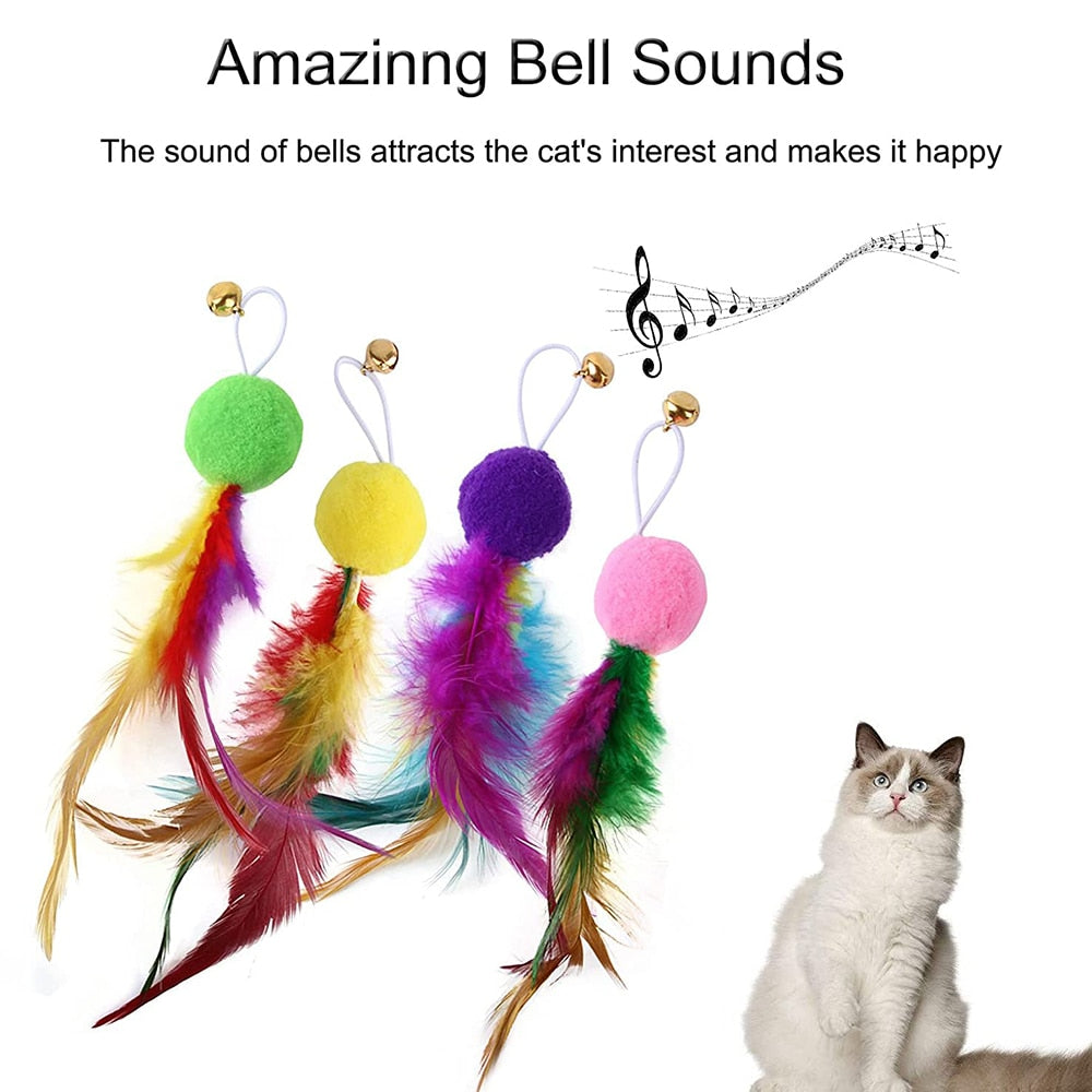 Jouet rétractable en plumes pour chats d'intérieur