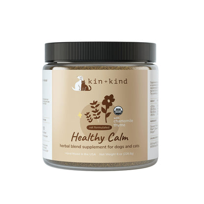 kin+kind Cat & Dog Anxiety Relief Supplements - Calming Supplements Stress Reliever Treats Pet Anxiety Relief Formula with Apple Chamomile Ginger and Thyme - Made in USA