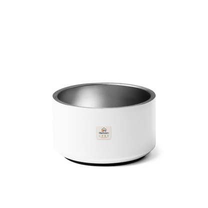 White and silver bowl on a white background