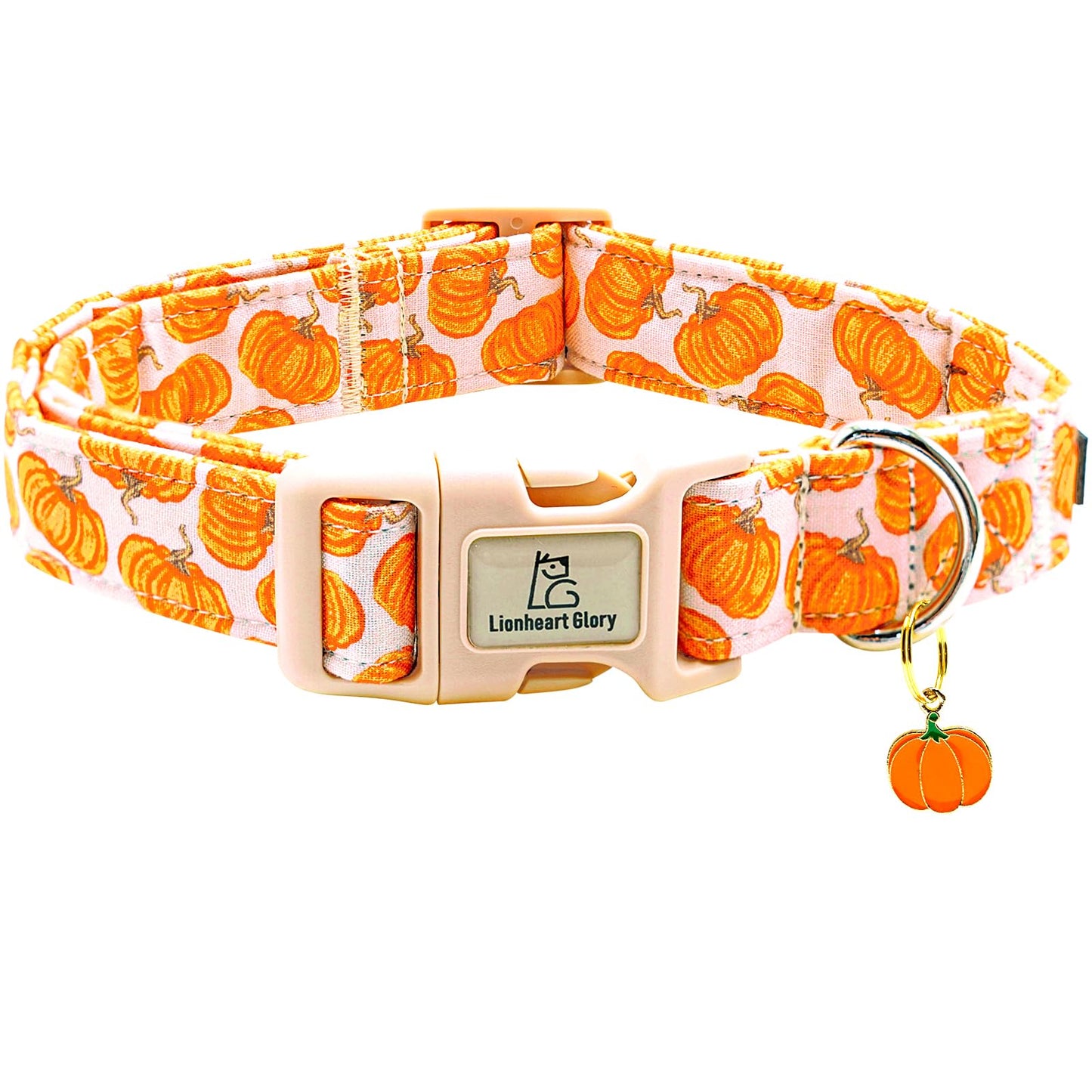 Lionheart glory Halloween Hundehalsband Kürbis Pink Hundehalsband Strapazierfähig Verstellbar Herbst Hundehalsband für mittelgroße Hunde Hündinnen oder Rüden