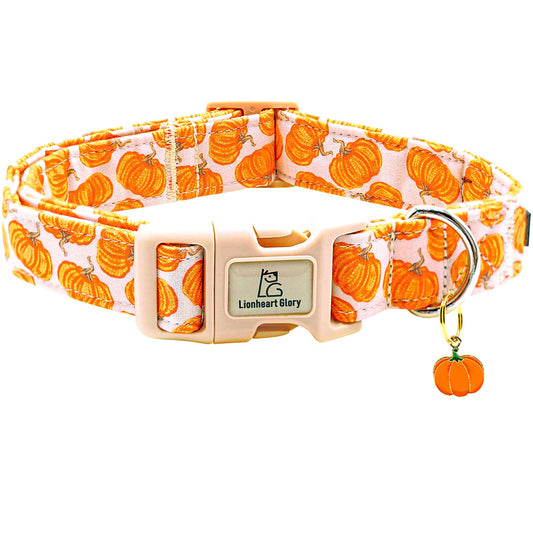 Lionheart glory Halloween Dog Collars Pumpkin Pink Dog Collar Heavy Duty Adjustable Fall Dog Collar for Medium Collar Dog Female or Male Dog Collar