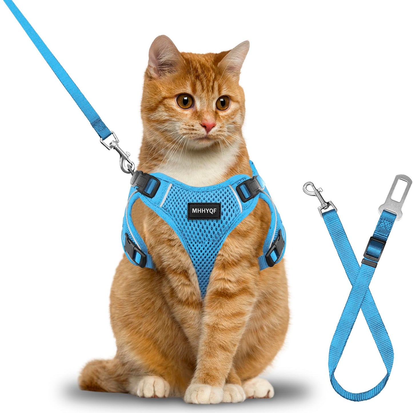 Cat Harness Cat Harness and Leash for Walking Escape Proof Soft Adjustable Vest Harnesses for Cats Easy Control Breathable Reflective Strips Harness Kitten Harness and Leash Set Blue S