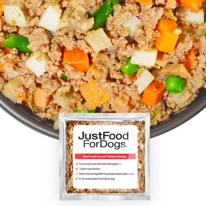 JustFoodForDogs Gourmet Canine Cuisine: Beef & Russet Potato Human Grade Meal - 5.5 oz Multipack