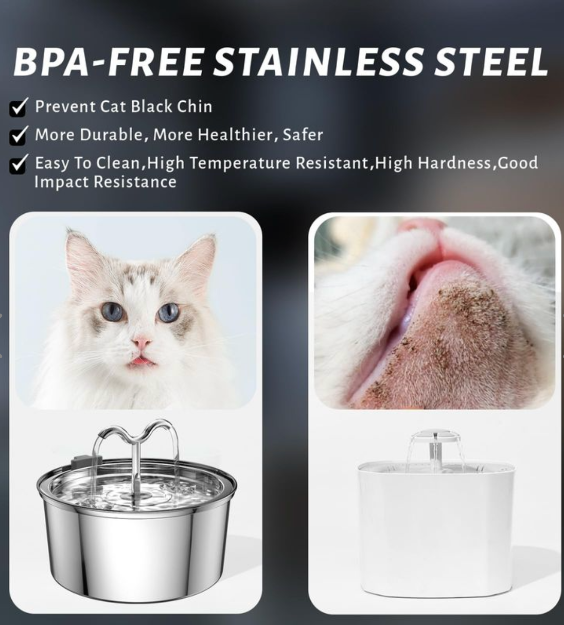 DOOOB Cat Water Fountain 3.2L/108OZ Stainless Steel Pet Water Dispenser Automatic Metal Dog Drinking Fountains Water Bowl with Replacement Filters Ultra-Quiet Pump