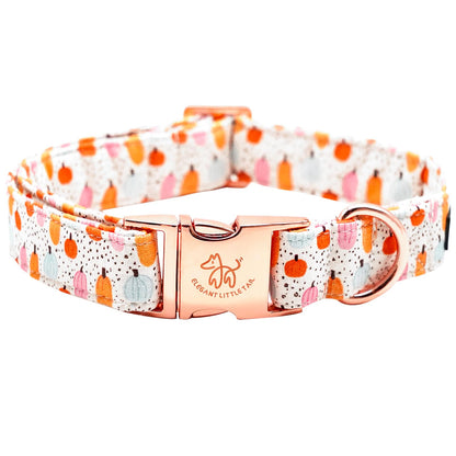 Elegant little tail Dog Collar Halloween Dog Collar Pumpkin Print Pet Collar Dog Girl Boy Pet Collar Puppy Collar Cotton with Metal Buckle Adjustable Dog Collar for X-Small Puppy