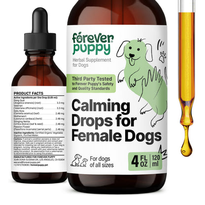 Calming Drops for Female Dogs - Valerian Root Calming Care for Dogs - Liquid Alternative to Calming Chews for Dogs Composure - Herbal Dog Separation Relief Drops - Pet Calming Supplements - 4 oz