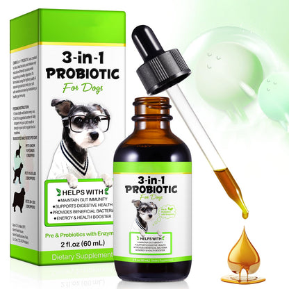 Probiotics for Dogs，3-in-1 Dog Probiotics，Dog Probiotics for Digestive Support Dog Probiotic Supplements，Pet Probiotics for Dogs， Liquid Probiotics for Dogs | 2 Oz